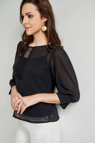 Black Formal Straight Top, Black, image 4